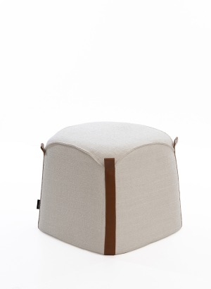 MOON Deri Kenarlı Diagonal Puf Bej