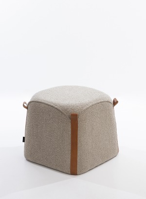 MOON Deri Kenarlı Diagonal Puf Kahve